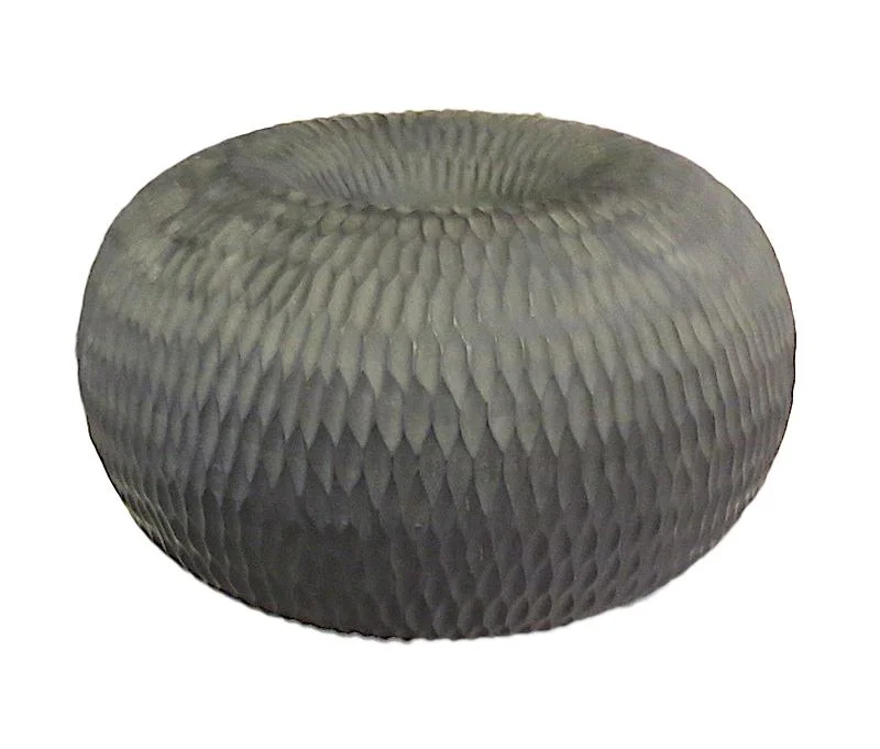 Mango Wood Chiseled Bagel Vase 14dx8h BUMANBGL