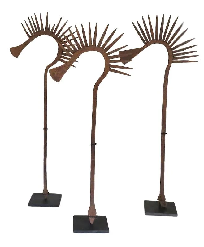 Vintage Kirdi Crested Currency/Iron Stand Nigeria 11x4x31h +/- AF219AA