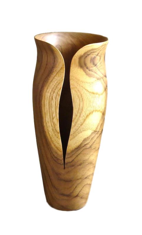 Teak Wood Livia Vase 5.5dx14.5h BUTLV