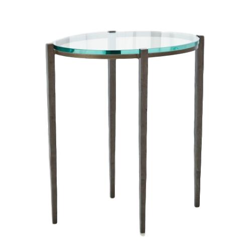 Oval Iron/Glass Side Table Natural 18x12x20h GV7.90765