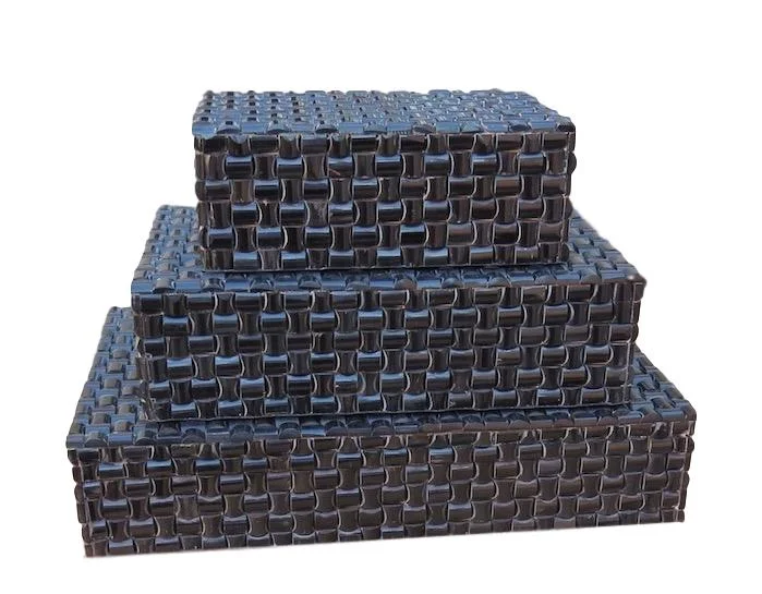 Small Tile Black Horn Box Large 14.5x9.5x3h BIR313L Medium 11.5x7.5x3h BIR313M Small 8x5x3h BIR313S