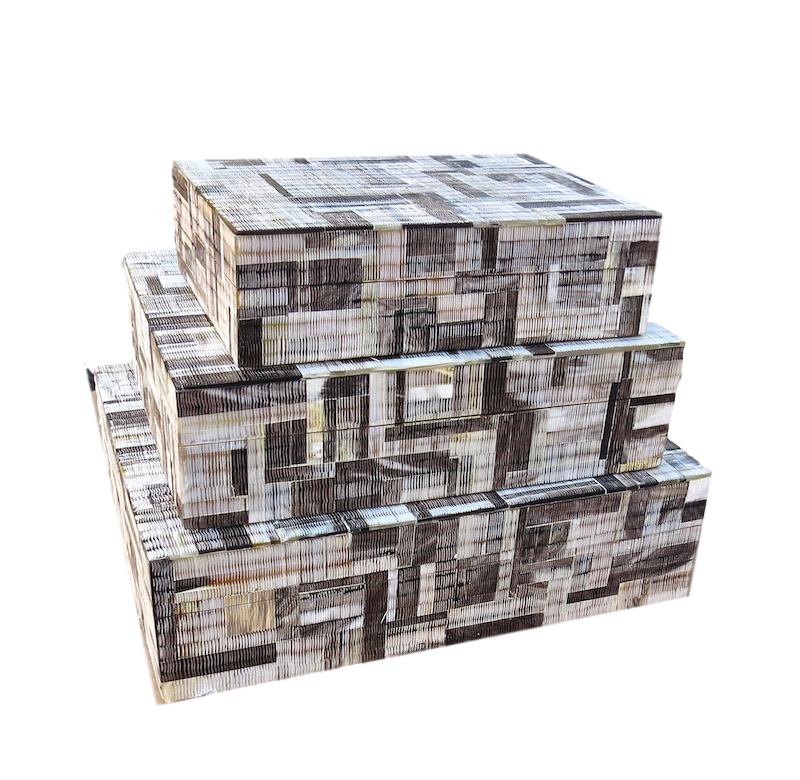Absract Pattern Horn Box Large 13x10x3.5h BIJ679L Medium 11x9x3h BIJ679M Small 9x7x2.5h BIJ679S