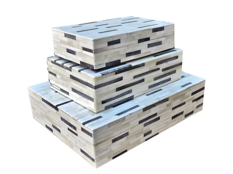 White/Black Dye Bone Box Large 12x9x3h BIJ69L Medium 9x6x2.5h BIJ69M Small 8x5x2h BIJ69S