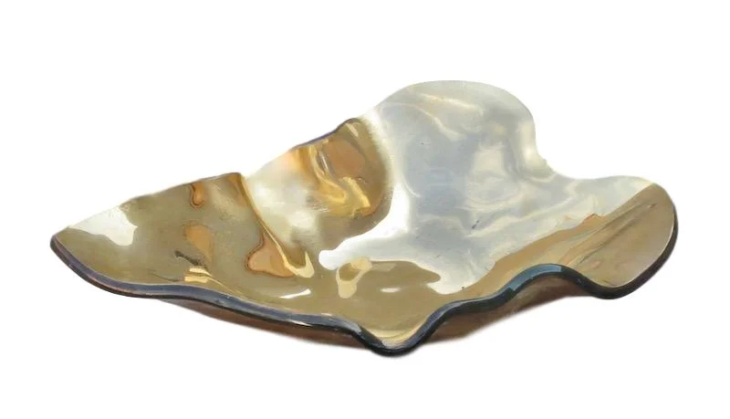 Glass Anthurium Bowl Gold 16x12x9h RL278GD