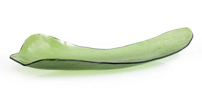 Green Amazonas Leaf Glass Bowl 36x13x6"h RL256GR