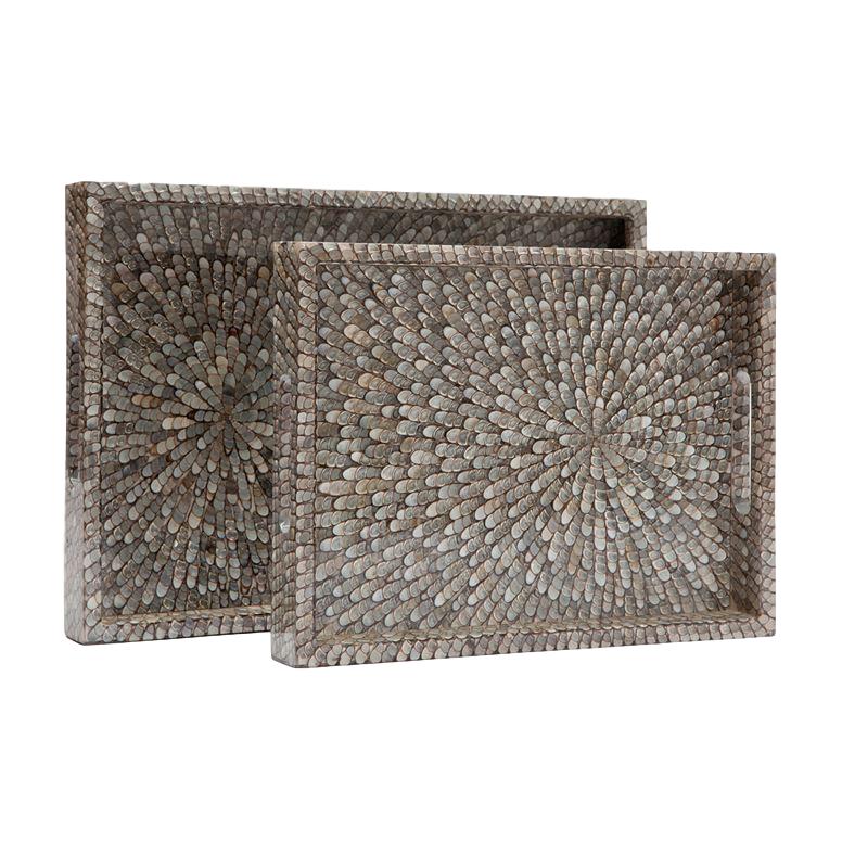 Grey Starburst Shell Tray Small - 16.5x12x2.5 - MGFULTONS Large - 20.5x14x2.5h - MGFULTONL