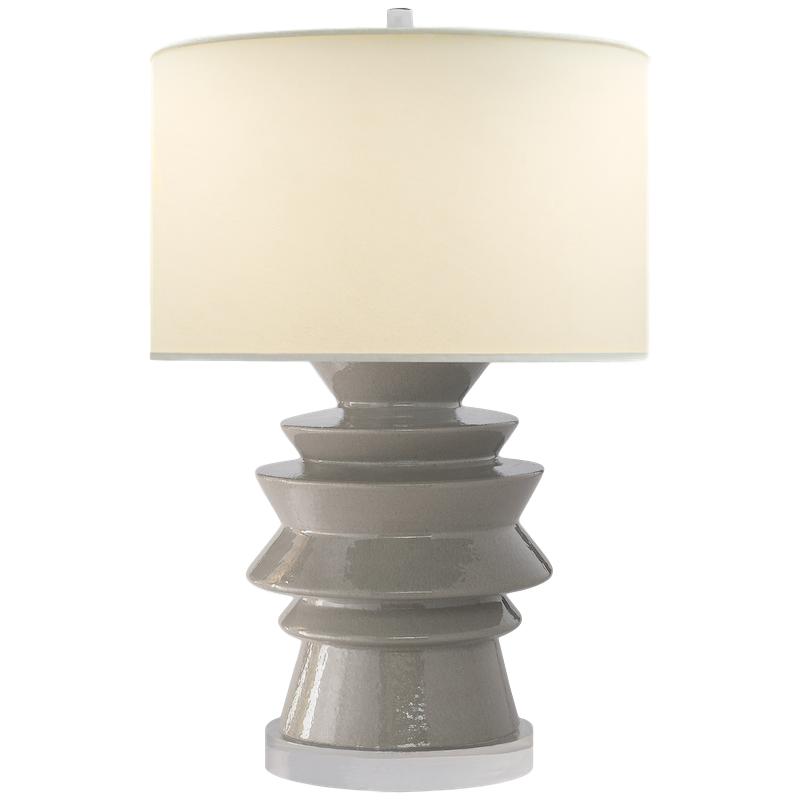 Stacked Disc Table Lamp Shellish Gray Percale shade 19.5dx29h VCCHA8693SHG-PL
