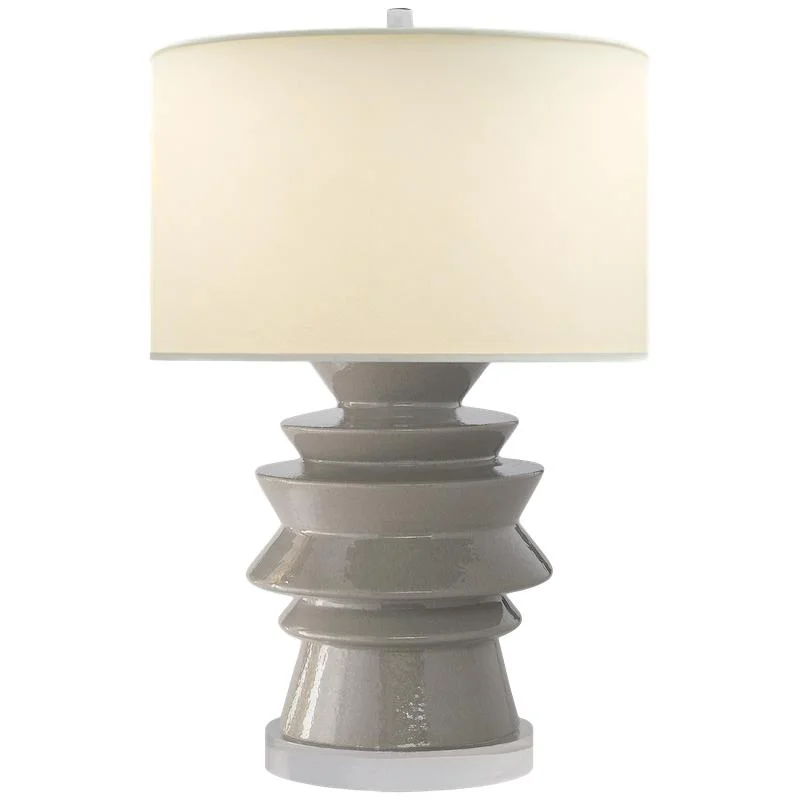 Stacked Disc Table Lamp Shellish Gray Percale shade 19.5dx29h VCCHA8693SHG-PL