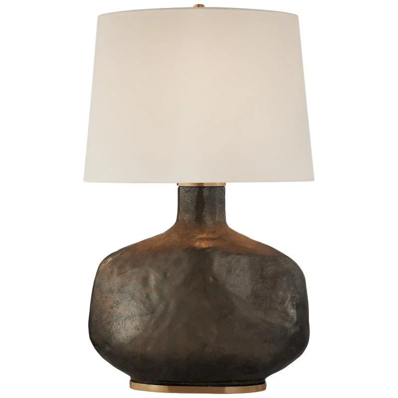 Beton Large Table Lamp Crystal Bronze Ceramic Linen Shade 21.5dx35h VCKW3614CBZ-L