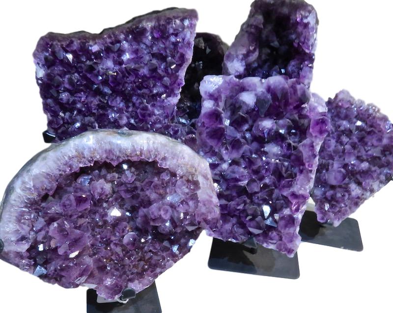 Amethyst on Iron Stand Assorted sizes 11”-16.5”h FOS150 - FOS155