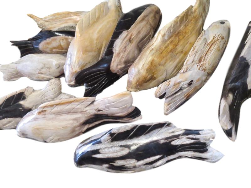 Carved Petrified Wood Carp, 15.5 - 18” long VO566-VO569