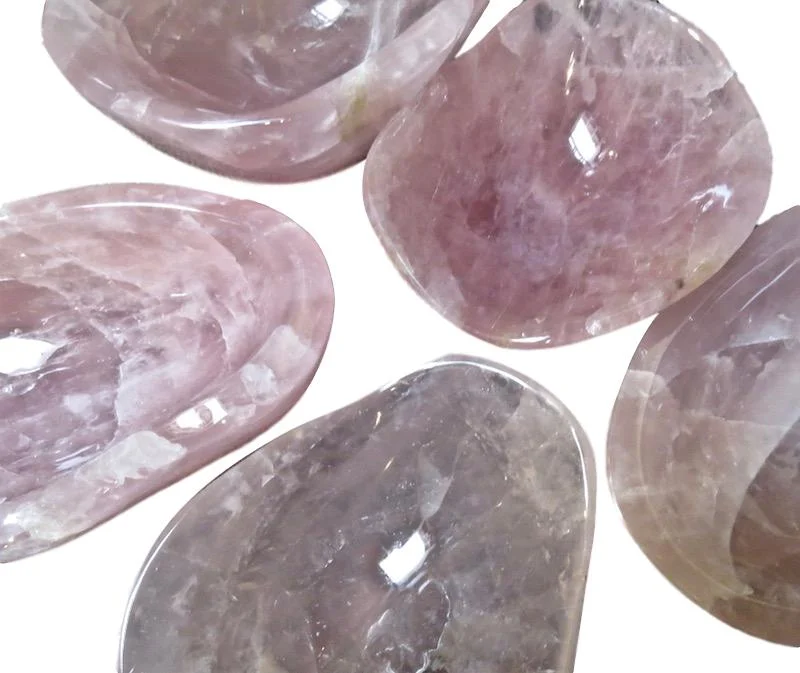 Rose Quartz Crystal Bowls Assorted sizes 6” - 13.5” long MT189-192, MT219-226