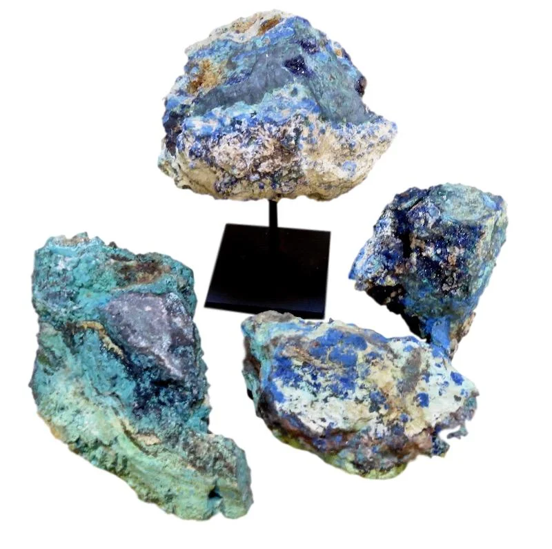 Azurite/Malachite Assorted sizes 4” - 10” long FOS023-FOS029 On Iron Stand 6x5x9 FOS022