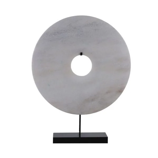 Medium Stone Disc White/Stand 16x4x20h OP068