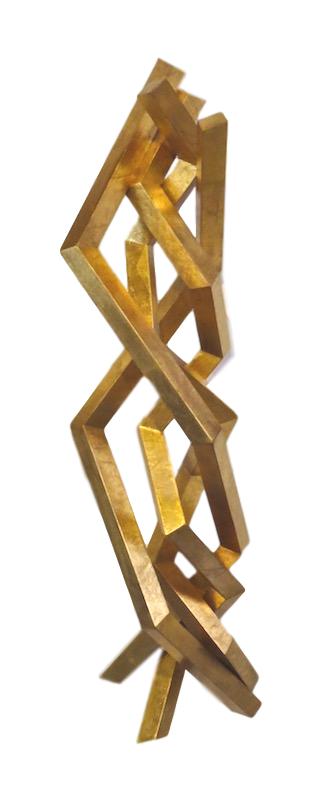 Sergio lopomo, Small Wood Wall Sculpture, Gold 9.5x11x41h RLFT253GS