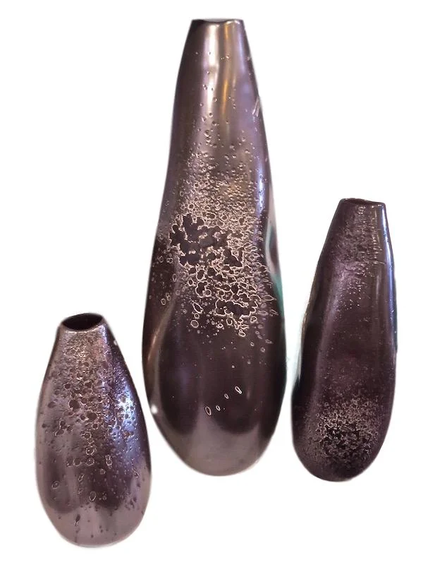 Ceramic Vase w/Reactive Graphite Glaze Large 7dx21h GV7.10249 Medium 5dx13.5h GV7.10195 Small 5dx10h GV7.10196