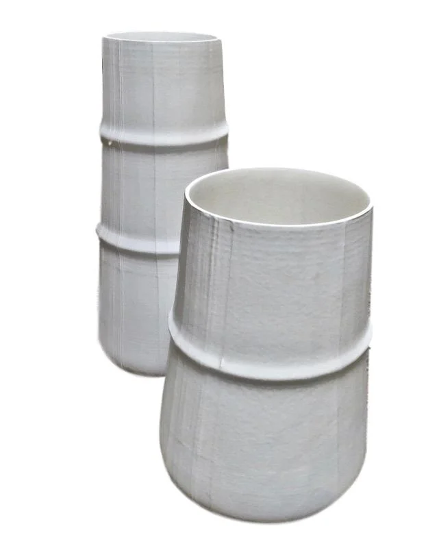 White Ceramic Linen Vase Large 9dx17h GV7.10169 Small 9dx17h GV7.10170