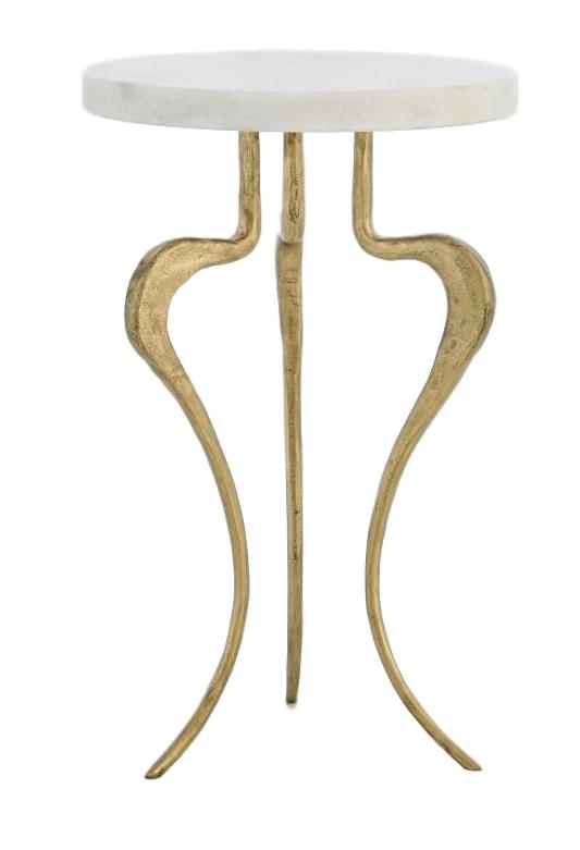 Silhouette Small Table Antique Gold Iron/White Marble 13dx20h GV7.91036