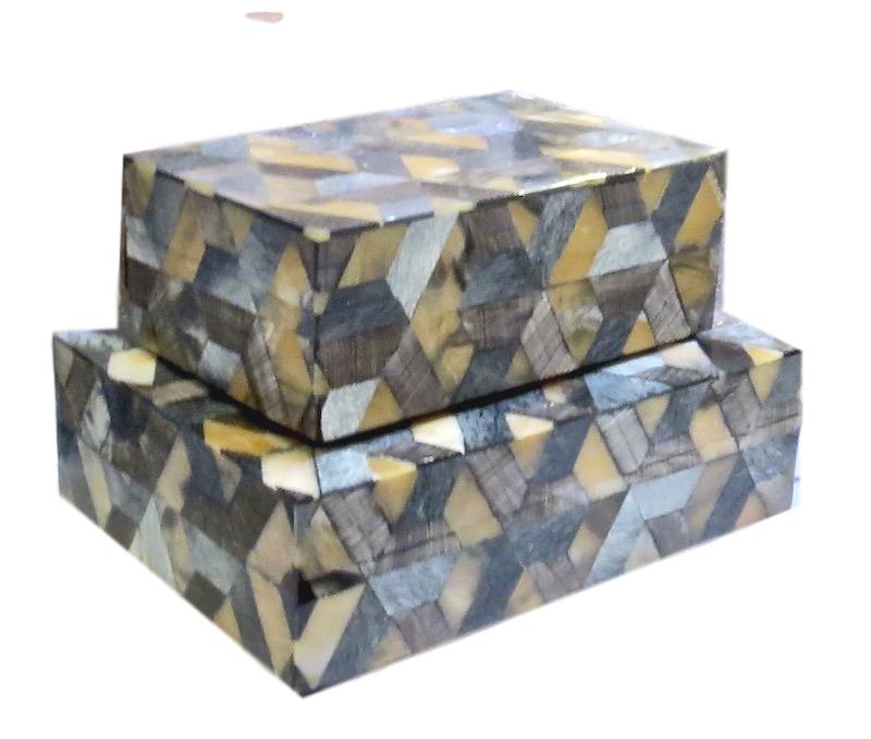 Horn/Bone Geometry Box Medium 10x7x3h BIJ98M Small 8x5x3"h BIJ98S
