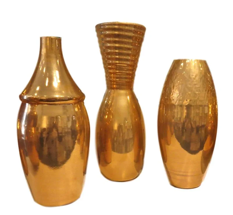 Ceramic Alabama Vase 5dx12.5h Gold EUHV141G Ceramic California Vase, 5dx14h Gold EUHV143G Ceramic Nevada Vase 5dx11h Gold EUHV142G