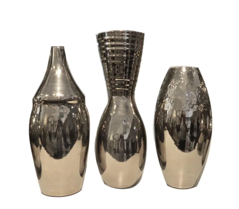 Ceramic Alabama Vase 5dx12.5h Platinum EUHV141P Ceramic California Vase, 5dx14h Platinum EUHV143P Ceramic Nevada Vase 5dx11h Platinum EUHV142P