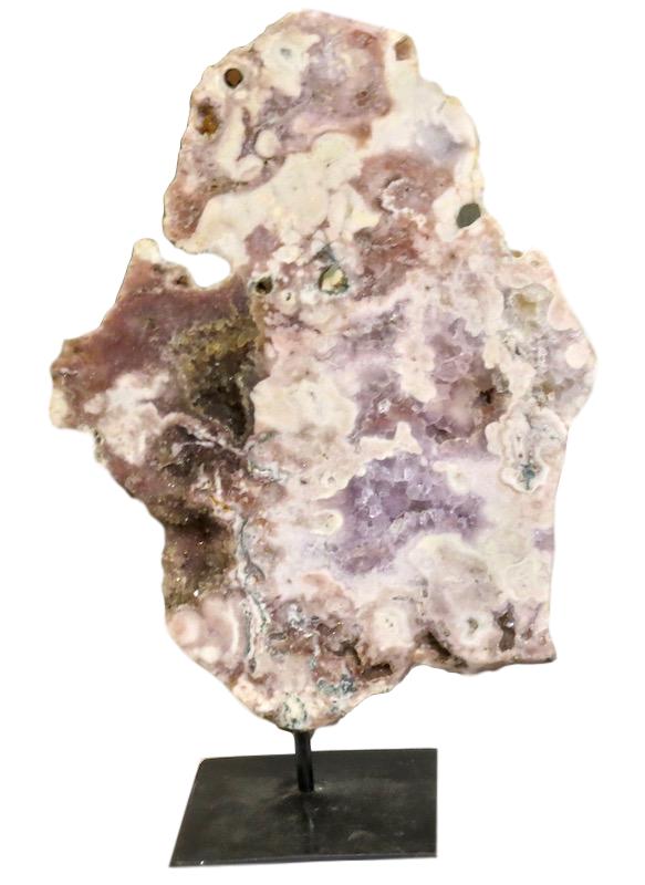 Lace Agate Slice/Iron Stand 12x6x19h VO062