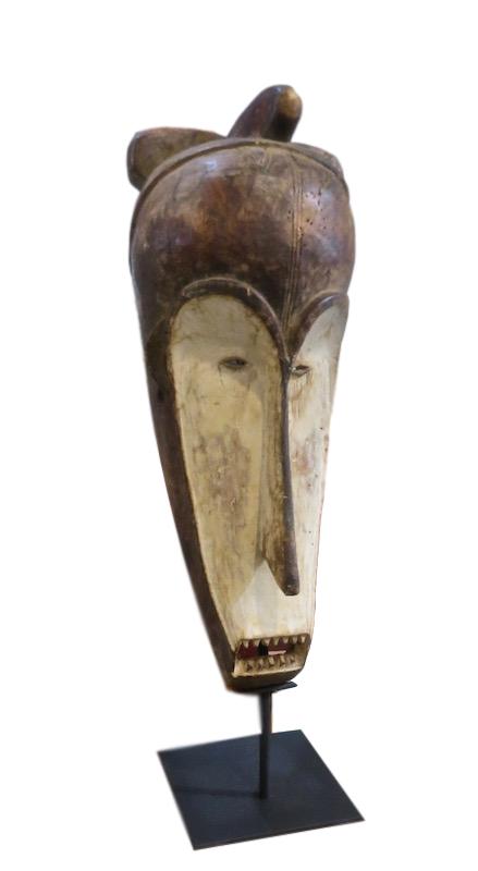 Vintage Fang Mask Gabon, Africa on Iron Stand 10x10x33.5h AF225AA