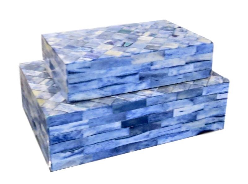 Blue Bone Tile Box Small - 8x5x2h - AOC115S Large - 10x7x2.5h - AOC115L