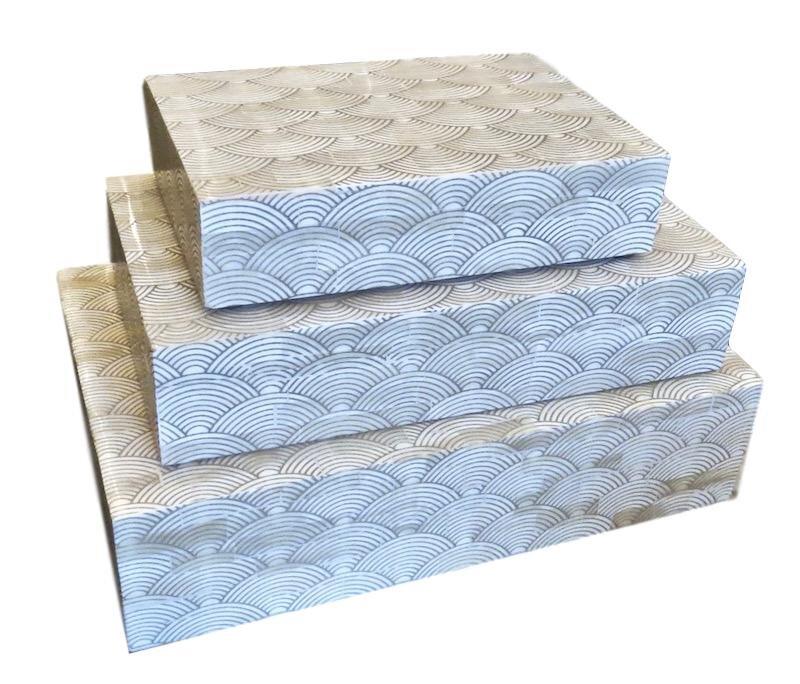 Screened Fan Pattern Bone Box Small 9x6x2.5h BIU245S Medium 12x7x2.5h BIU245M Large 14x9x3h BIU245L