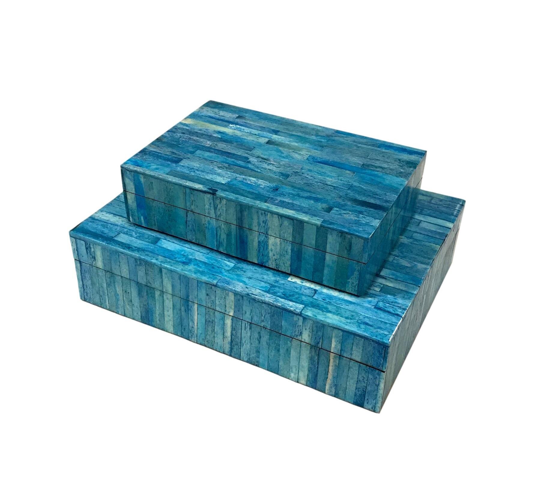 Turquoise Bone Boxes Small - 4x6x2"h - R988S Large - 8x6x2"h - R988L
