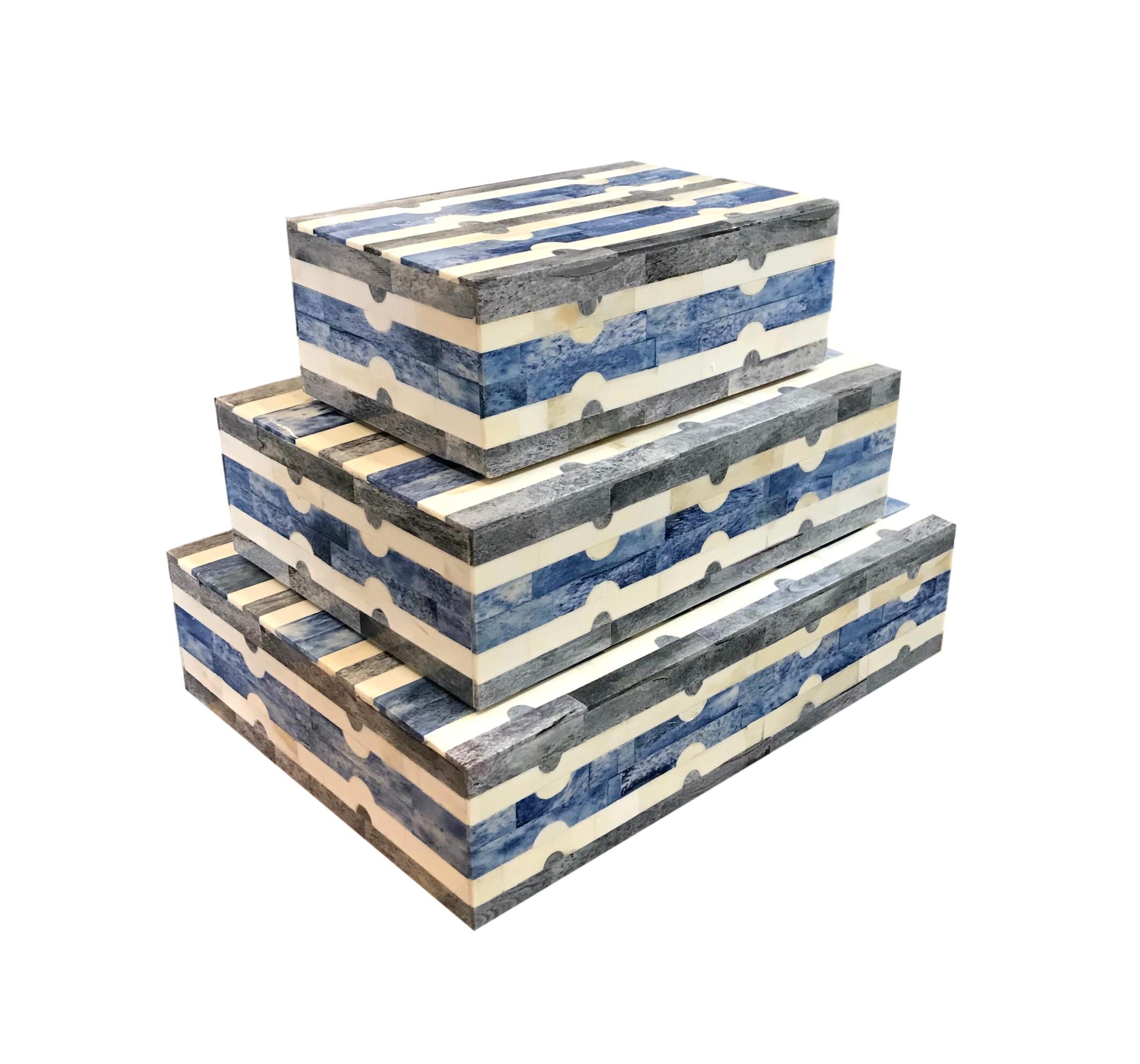 Natural/Blue/Grey Bone Box Small - 8x5x3h - BIU421S Medium - 10x7x3.5h - BIU421M Large - 12x9x3h - BIU421L