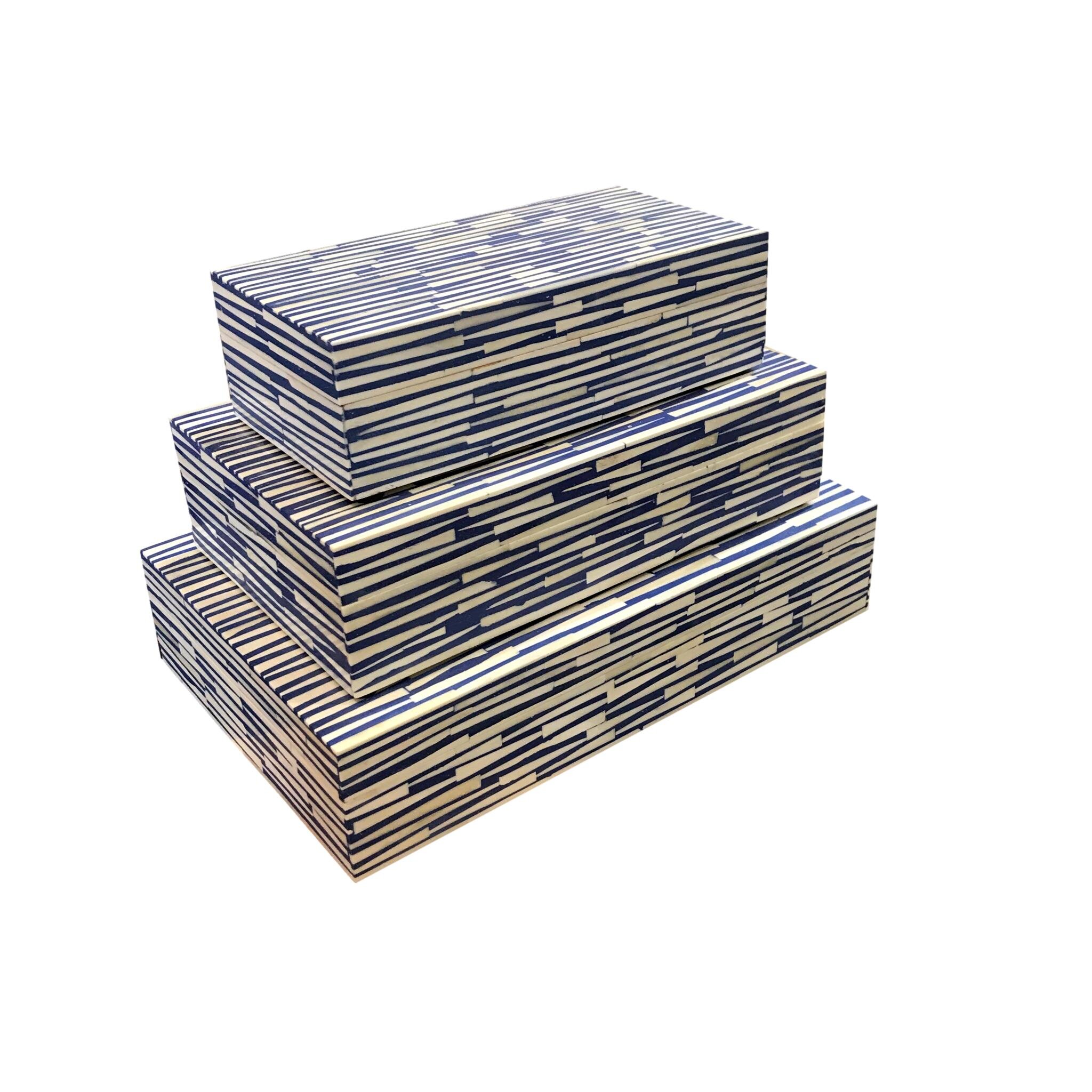 White Bone/Blue Resin Box Small - 10x5x3h - BIU214S Medium - 12x7x3h - BIU214M Large - 14x9x3h - BIU214L
