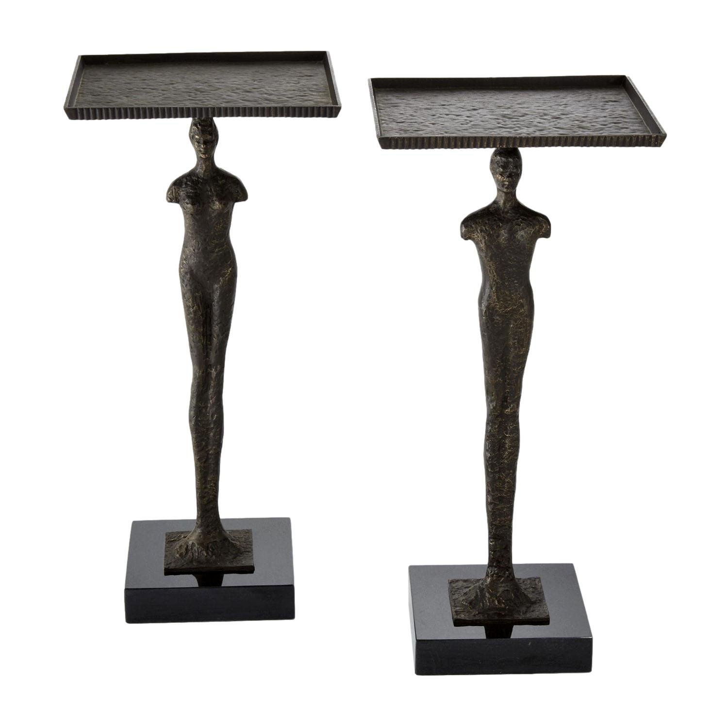 Figure Table in Bronzed Iron and Granite Woman - 12x10.5x27.5h - GV8.8004 Man - 12x10.5x27.5h - GV8.8003