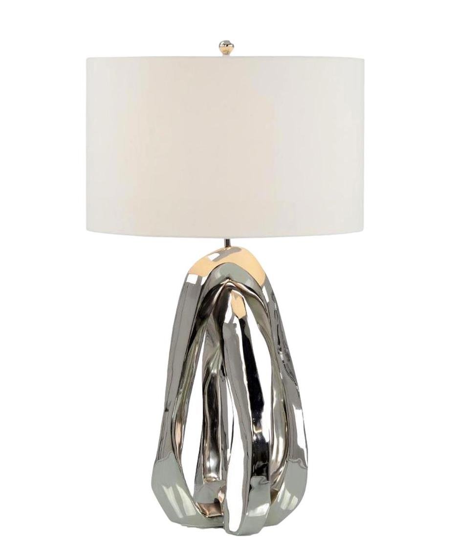 Amorphic Nickel Lamp w/Shade 21dx34.5h - JRL10363