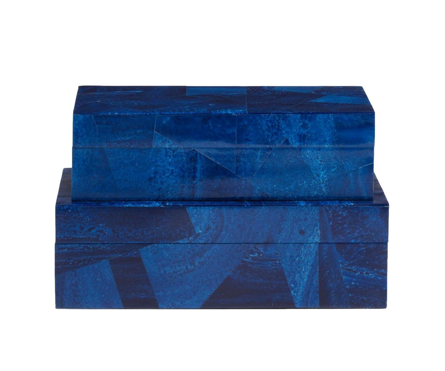 Marbled Resin Box, Blue Small - 10x6x4h - MGTRAVSBU Large - 11x7x4h - MGTRAVLBU