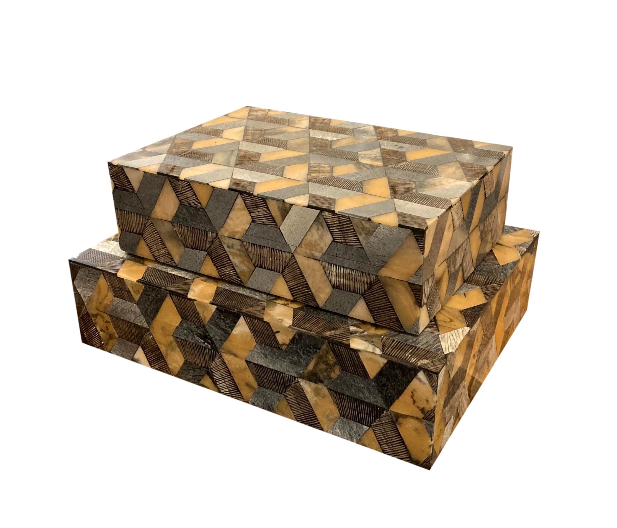 Horn/Bone Geometry Box Small - 8x5x3h - BIJ98S Medium - 10x7x3h - BIJ98M Large - 12x9x3h - BIJ98L