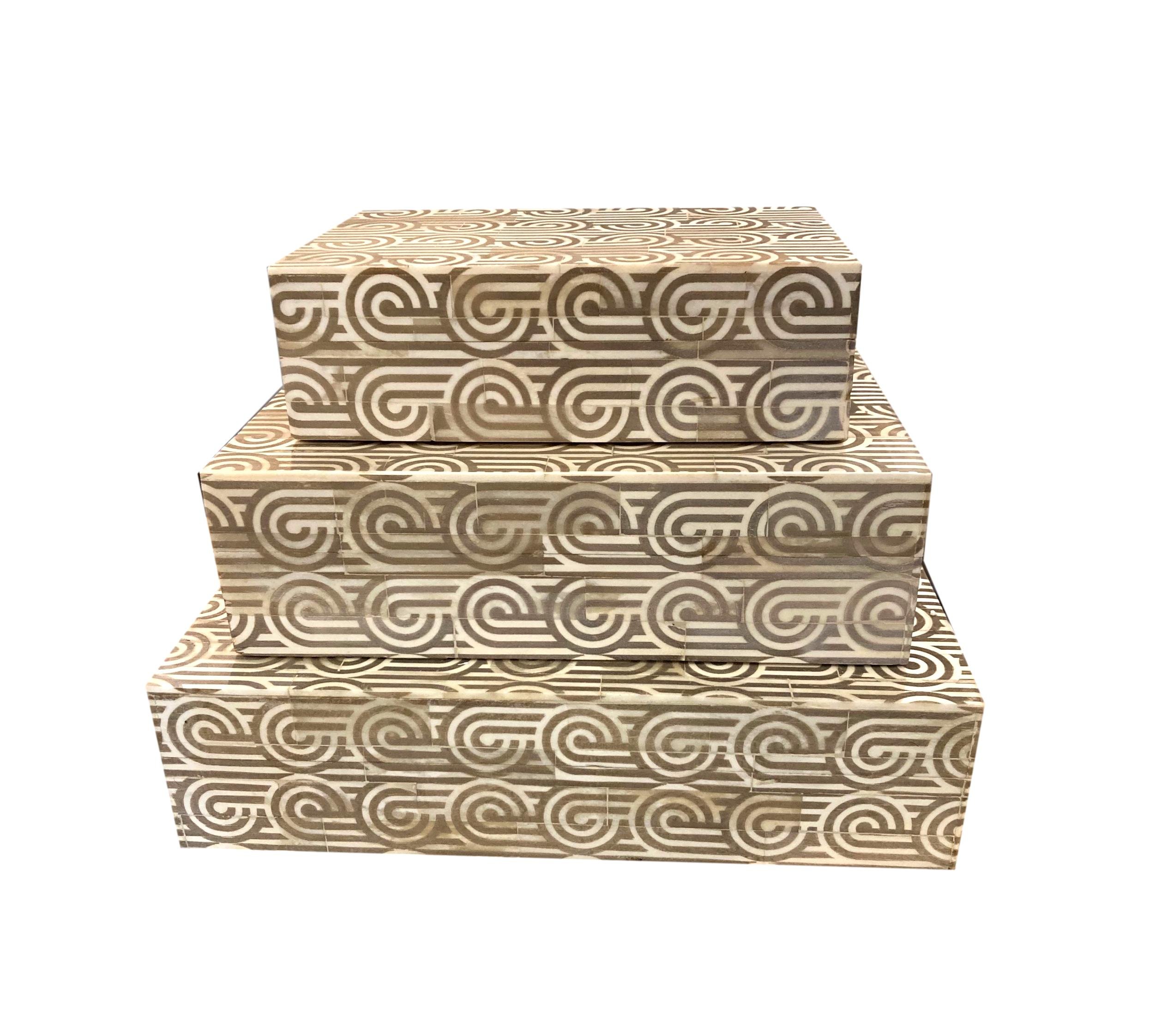 Bone Deco Box Taupe Small - 8x5x2.5h - BIU637S Medium - 7x10x3h - BIU637M Large - 12x9x3h - BIU637L