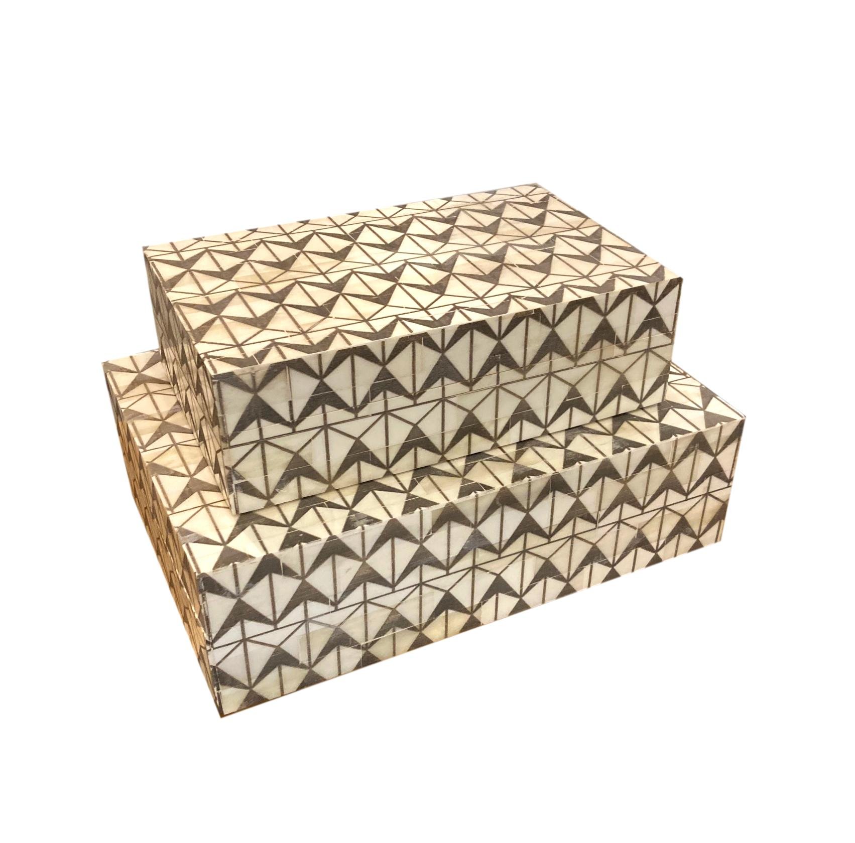 Bone Arrow Box Taupe Small - 8x5x2.5h - BIU447S Medium - 10x7x3h - BIU447M
