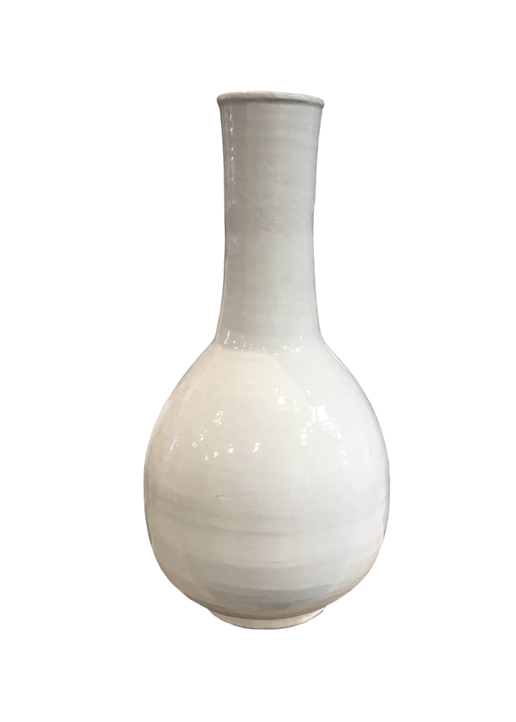 White Ceramic Long Neck Vase 9dx20h - LY822301