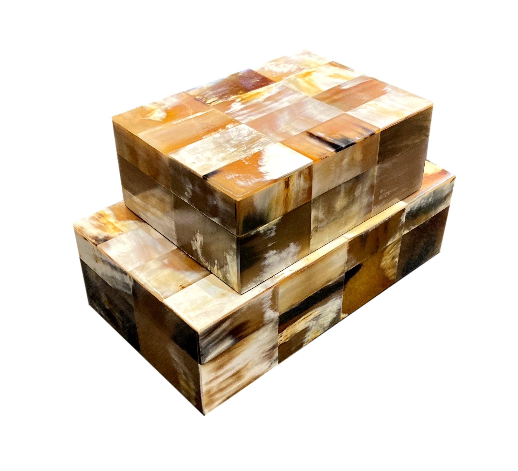 Brown/White Horn Box Small - 7x5x 2.5"h - GV7.90722 Medium - 10x6x3"h - GV7.90721