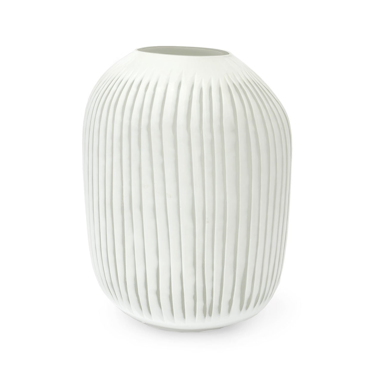 White Stripe Glass Vase Large - 12x10dx16"h +/- P136405