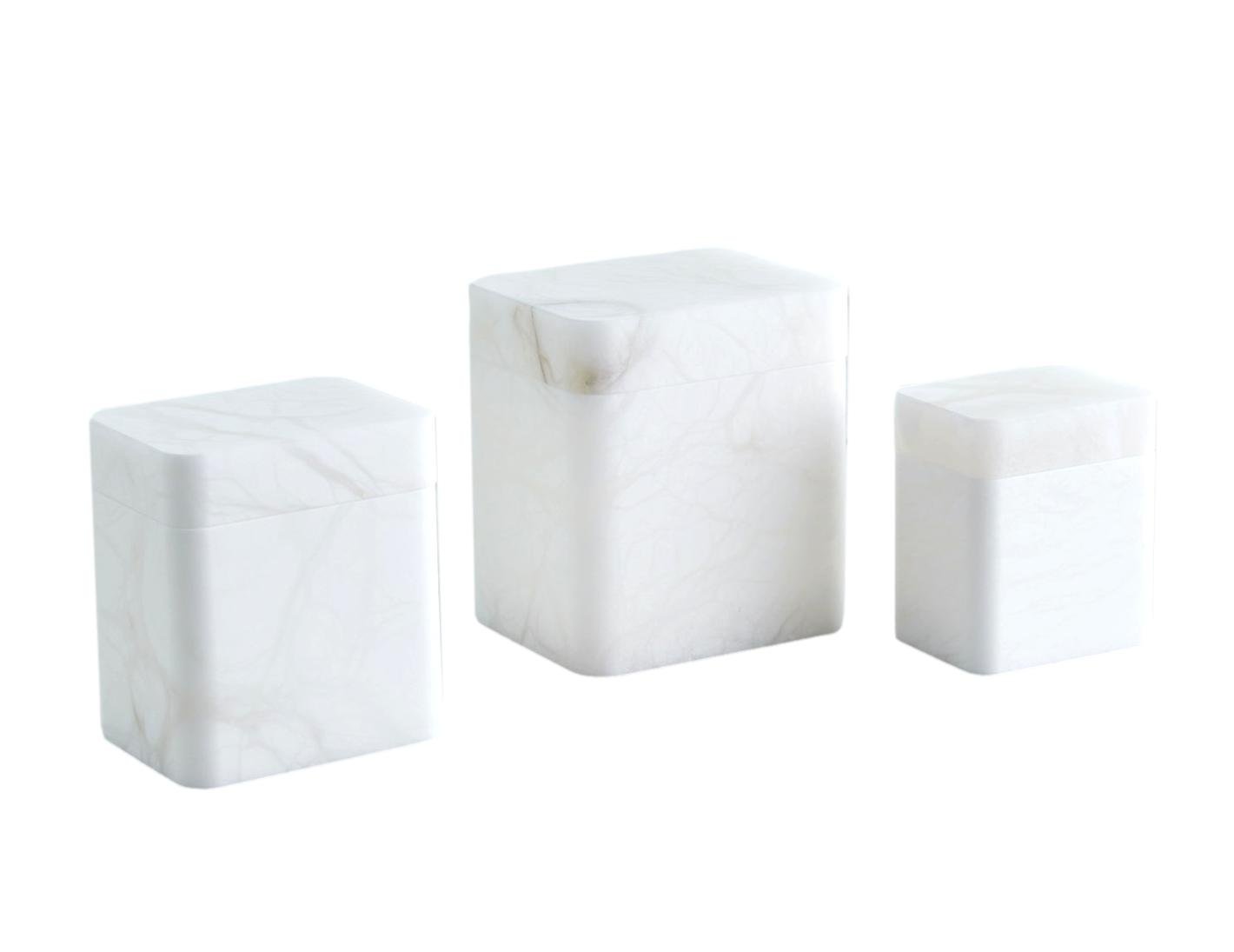 Italian Alabaster Square Box w/Rounded Corners White Small - 4x3x5h - GV7.30235 Medium - 5x4x6h - GV7.30234 Large - 6x5x6.5h - GV7.30233
