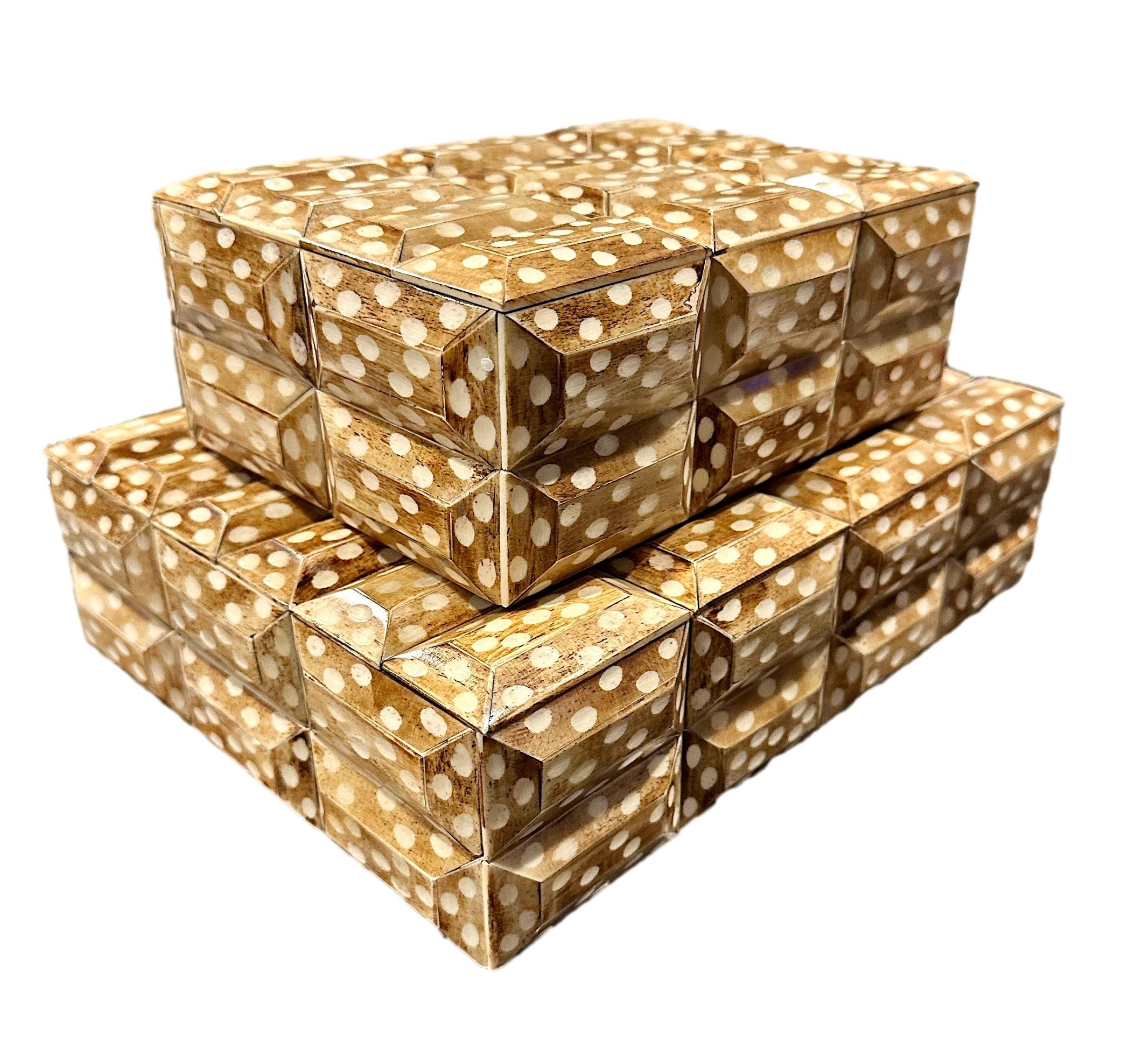 Brown Bone w/White Spots Box Small - 9x6.5x3h - BIU848S Large - 12x9.5x4h - BIU848L