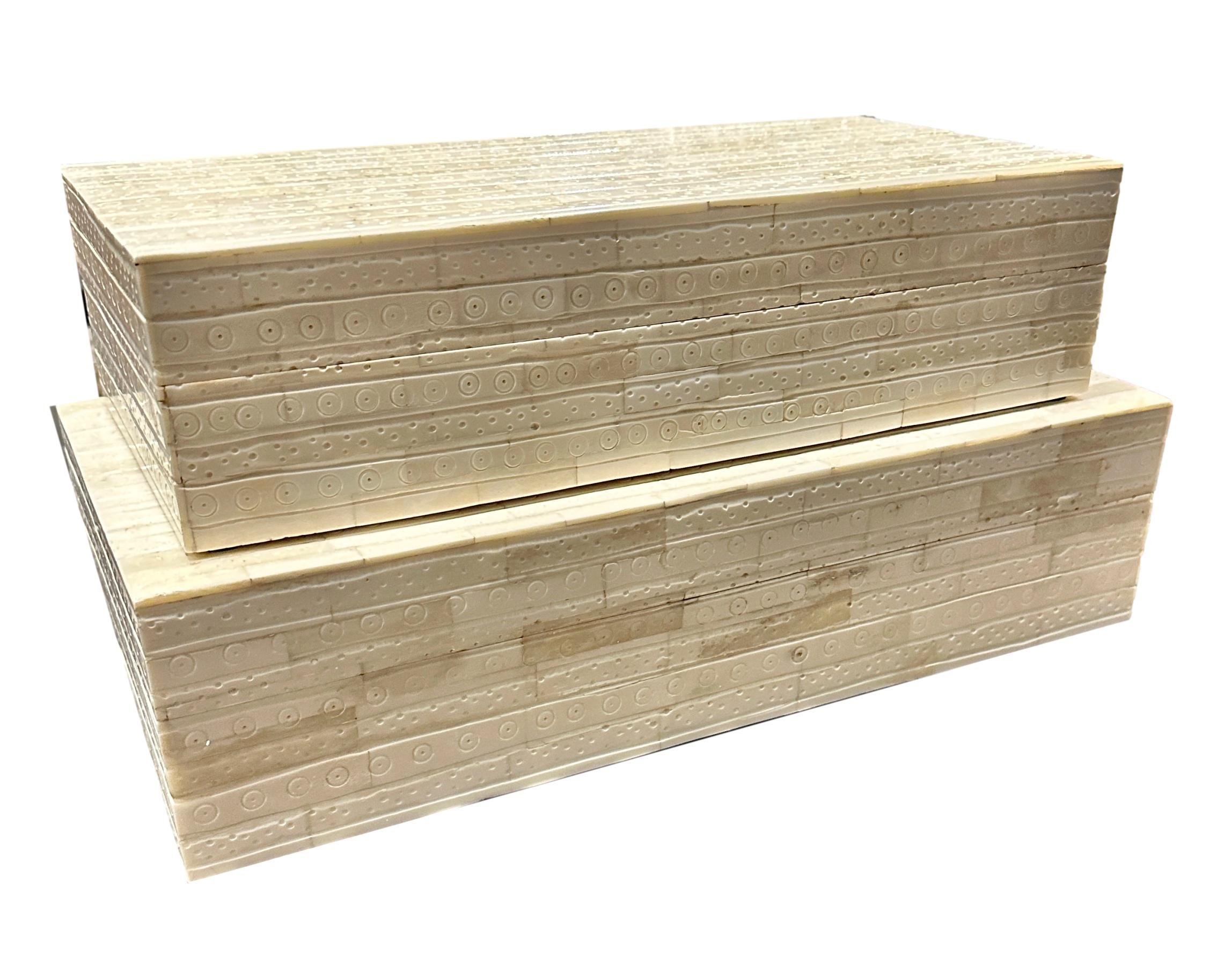 Carved Bone Box Small - 14x7x3.5h - BIU630S Large - 16x8x4h - BIU630L