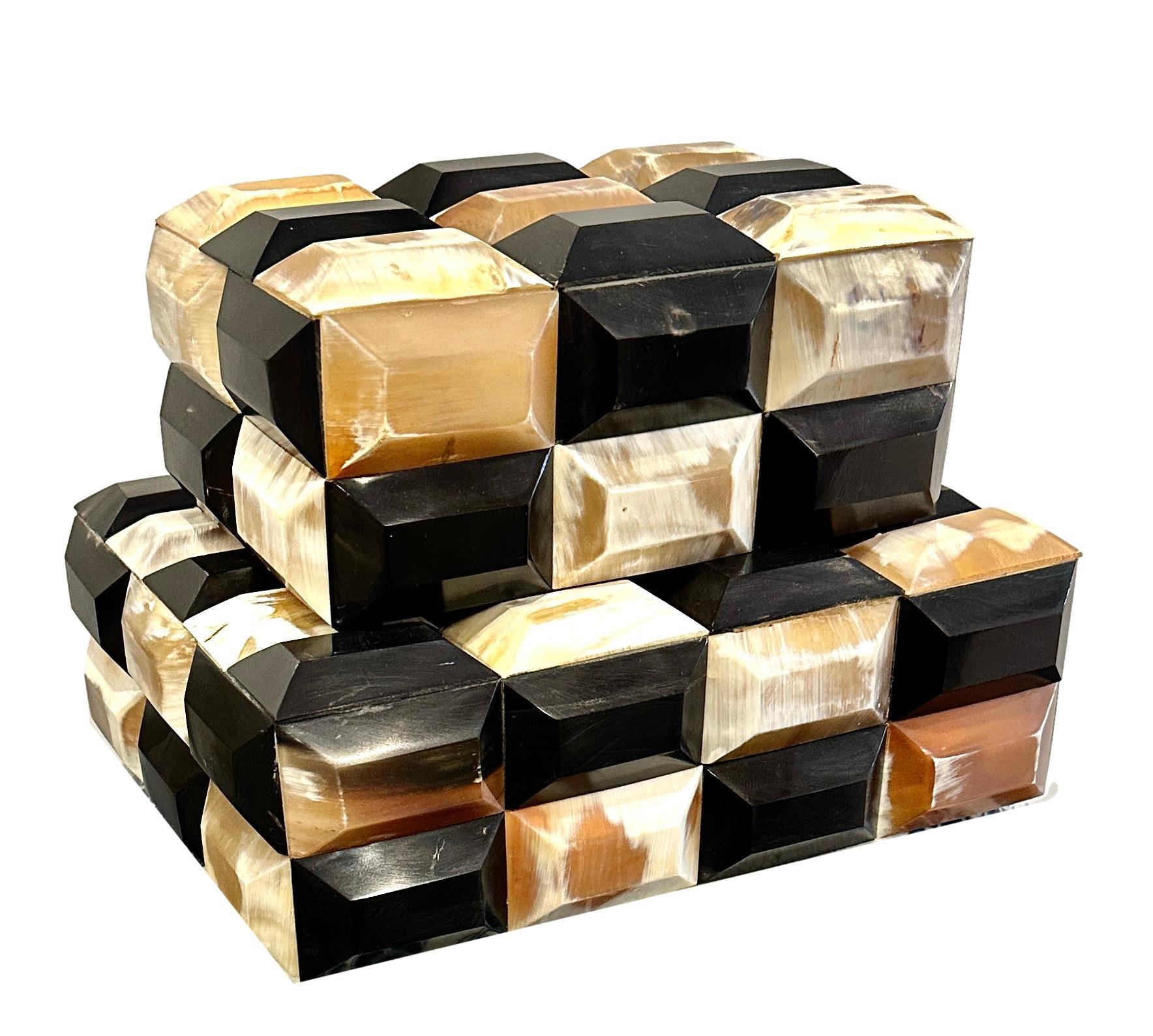 Ebony/Horn Raised Rectangle Box Small - 9x6x4h - BIU664S Medium - 12x9x4h - BIU664M