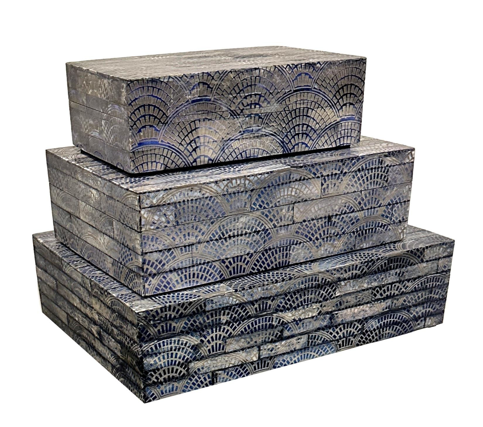 Blue Bone Box w/Screened Fan Design Small - 8x5x2.5h - BIU427S Medium - 10x7x3h - BIU427M Large - 12x9x3h - BIU427L