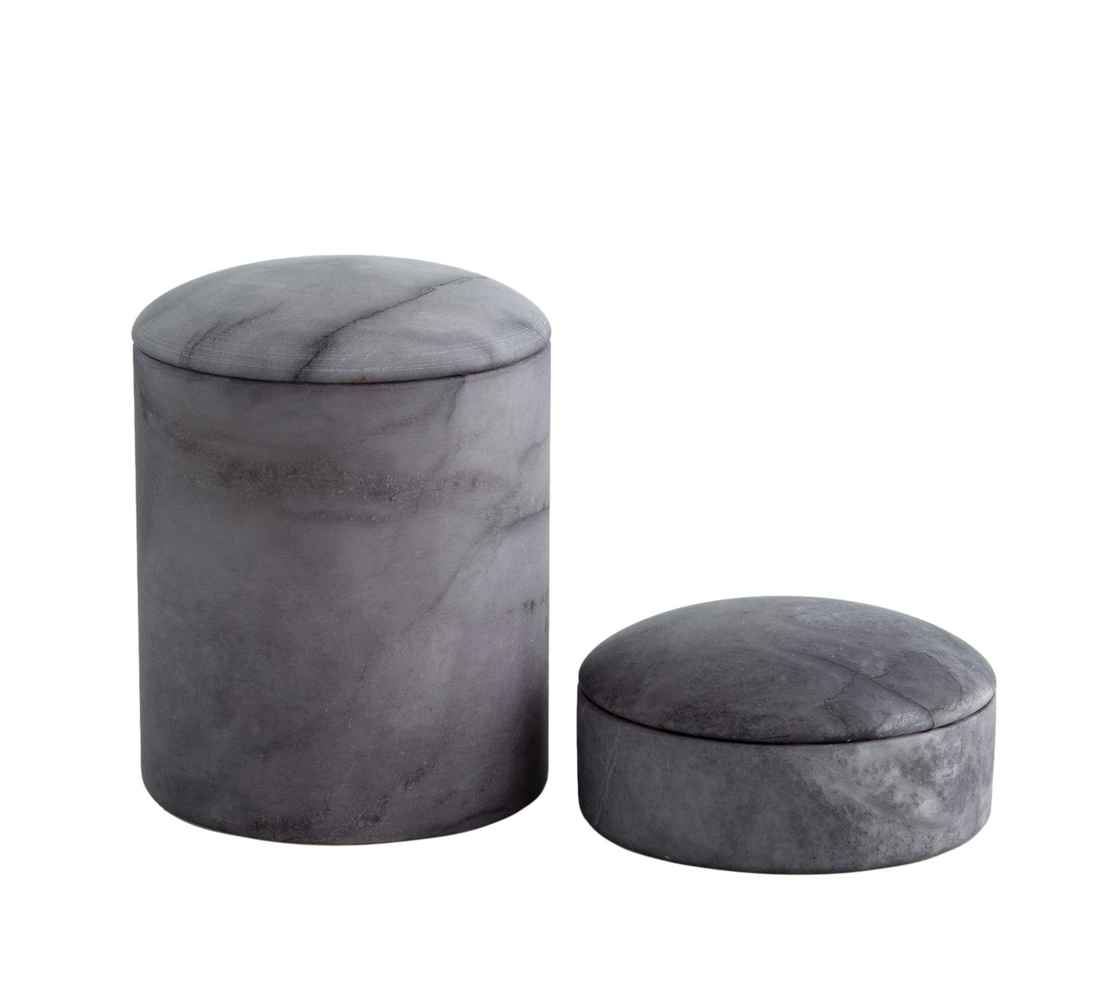 Alabaster Canister, Grey Short - 4dx2h - GVASH3.307 Tall - 4dx5h - GVASH3.3076