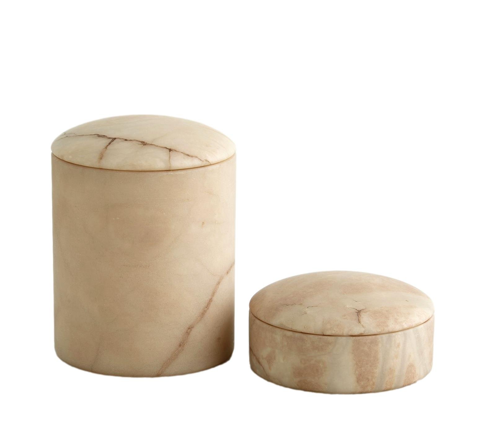Alabaster Canister Sand Short - 4dx2h - GVA3.30075 Tall - 4dx5h - GVA3.30074