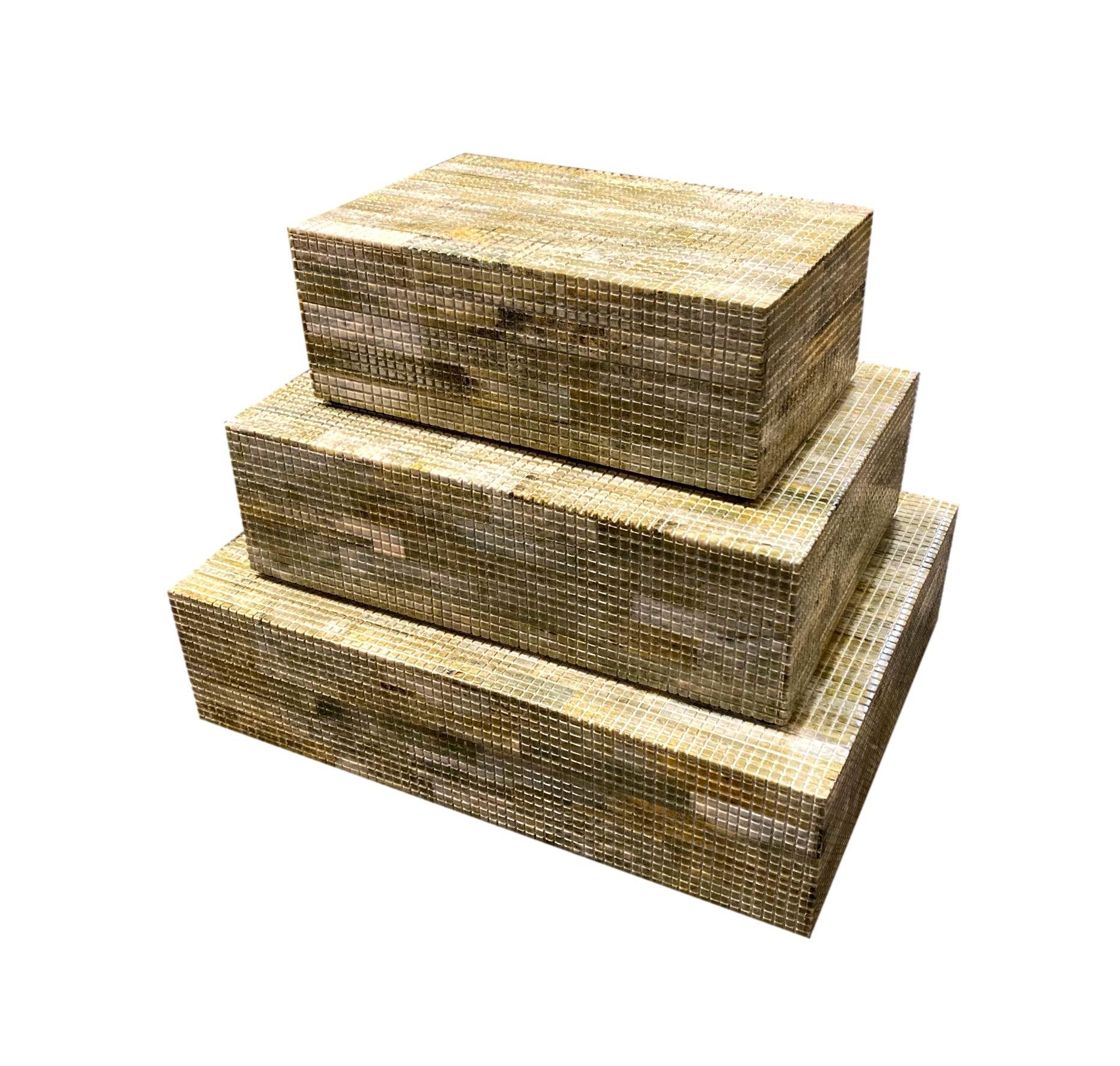 Green Carved Bone Box Small - 8x5x3h - BIU803S Medium - 10x8x3.5h - BIU803M Large - 12x9x3h - BIU803L