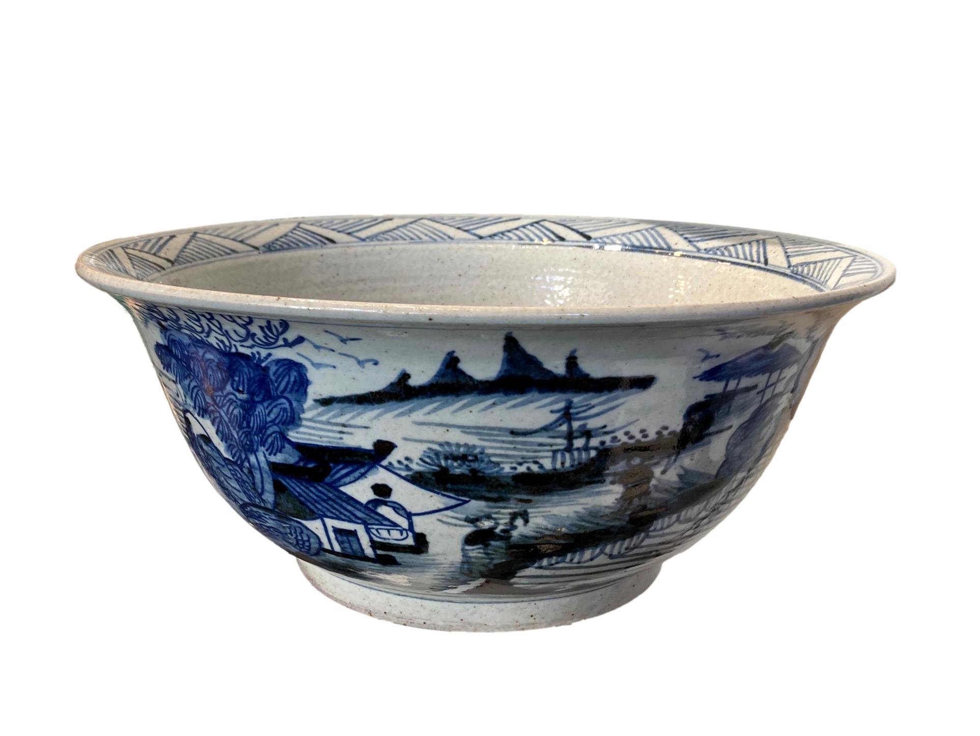 Chinese Blue And White Landscape Bowl 15dx7.5h - LO1215C